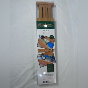 Deep Drawer Spring Loaded Bamboo Dividers Organizers Set Of Two New In Box